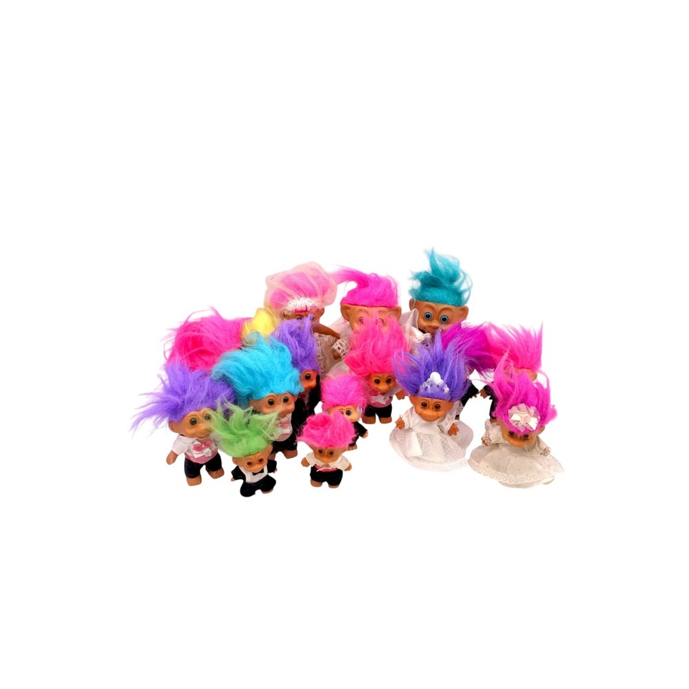 Vintage Troll Dolls Wedding Lot 16 Russ Bride Groom Mixed Colors - Picture 2 of 13